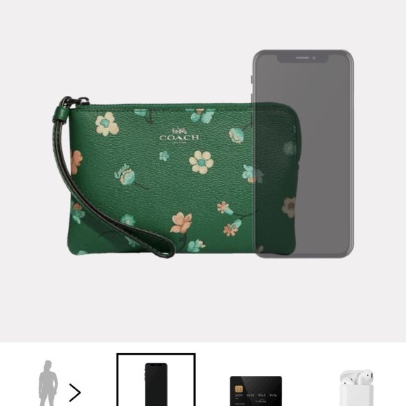 Coach Women's Canvas Mystical Floral Print Corner Zip Wristlet NWT Green Floral - Picture 9 of 10